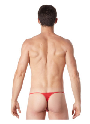 String rouge sexy avec fermeture éclair et côtés style cuir - LM813-57RED